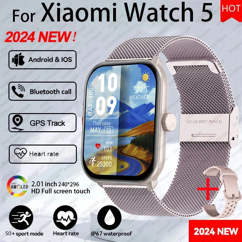 2025New 2.01" Women Smartwatch Bluetooth Call Heart Rate Blood Oxygen Sleep Tracker Sport Smart Watch Women Men for IOS Androird