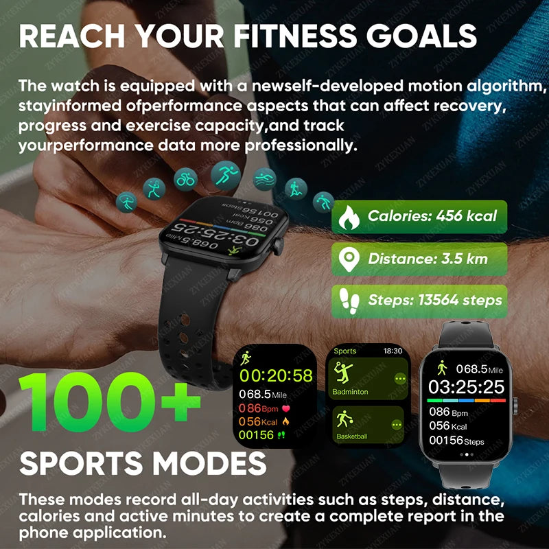 2025New 2.01" Women Smartwatch Bluetooth Call Heart Rate Blood Oxygen Sleep Tracker Sport Smart Watch Women Men for IOS Androird